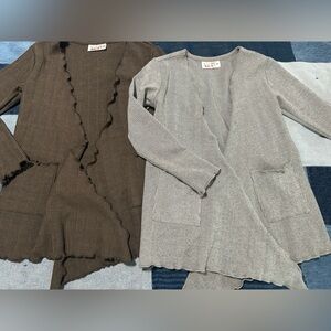 DDS Girls Brown and Gray cardigan sweaters